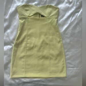 Zara light yellow strapless mini dress